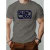 Men's T Shirt Slowrockk Pattern Printed Summer Fashion Leisure Breathable Men Round Neck T-shirt High Quality Men's Clothing