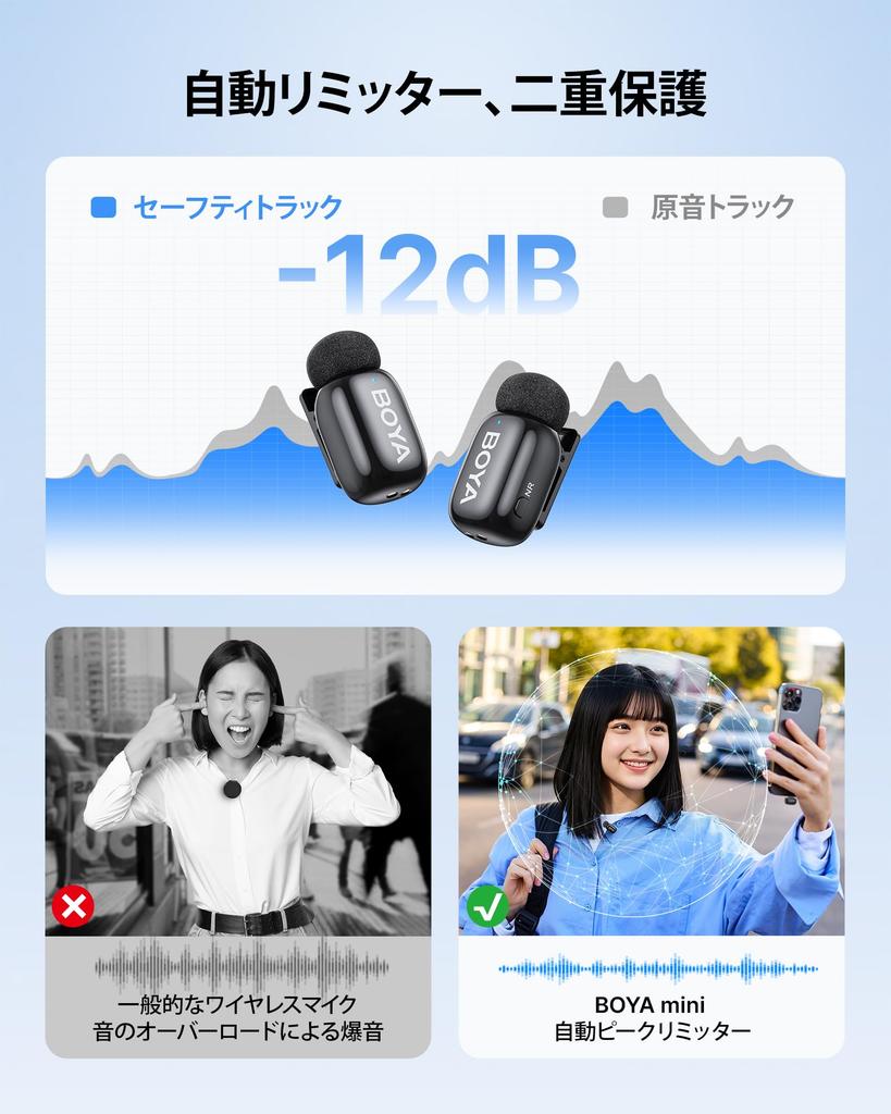 BOYA Mini 2 Wireless 5g Lavalier Compatible with iPhone Android Noise App 100m Transmission 30 Hours of Continuous Compatible with Video Live and