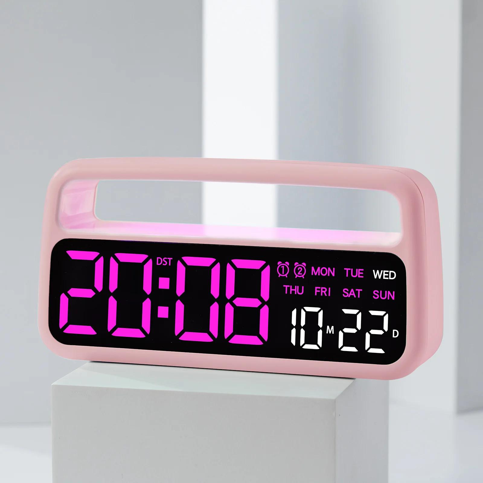 

3-in-1 LED Digital Alarm Clock with Ambient Light & USB Charger, Portable Night Light Bedside Clock for Home Bedroom Decor