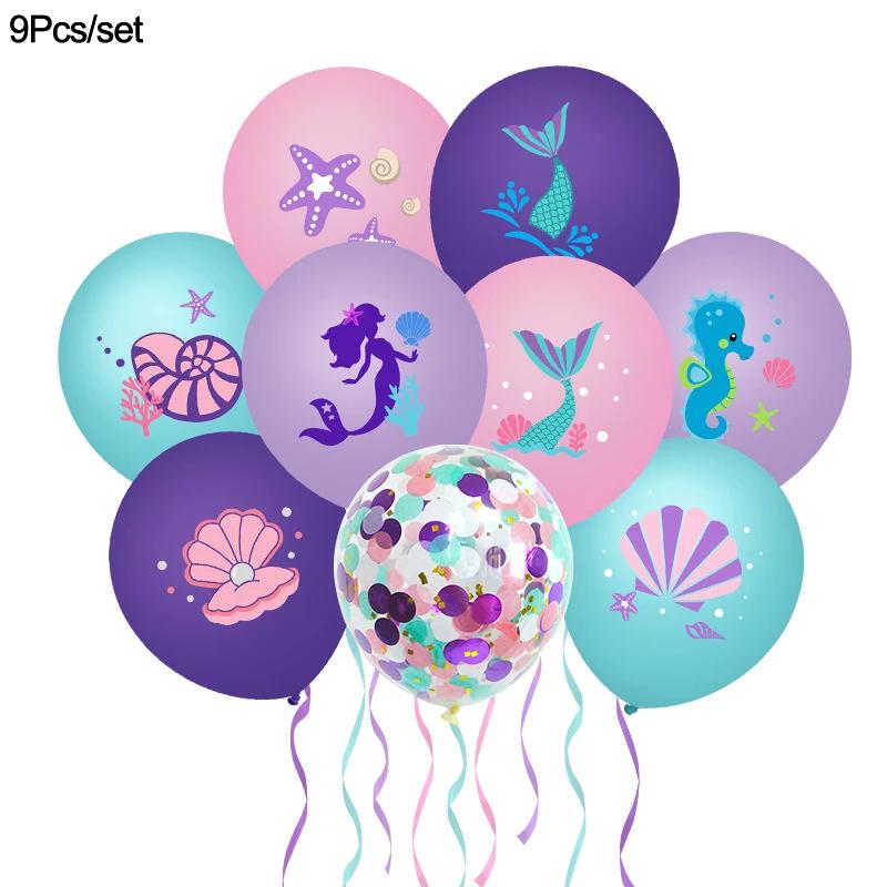 

Mermaid Latex Balloons Confetti Air Helium Globos Disposable Tableware for 1st Kids Girl Mermaid Theme Birthday Party Decoration Other