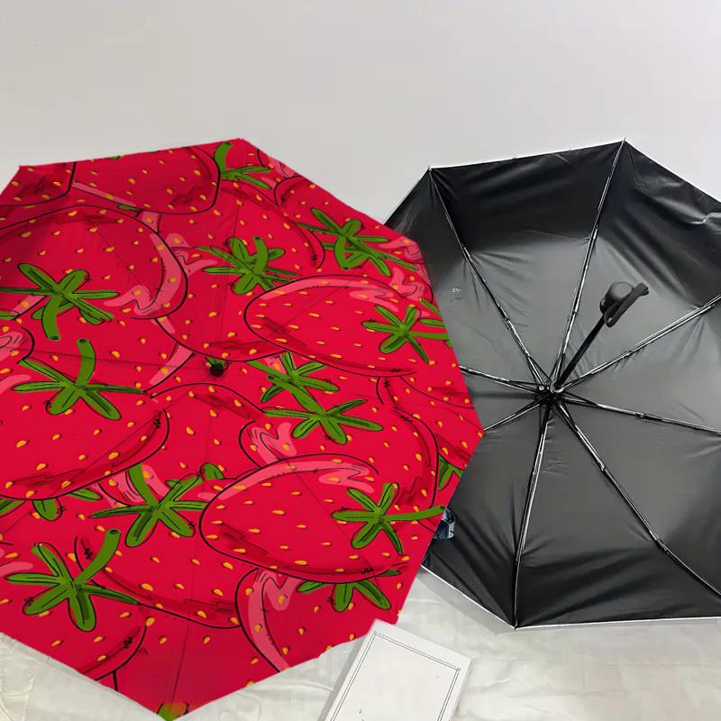 1PC strawberry pattern Automatic Open/Close Umbrella Compact Folding Umbrella with 8-Rib Shaft lightweight esign, Highquality Fabric1151A