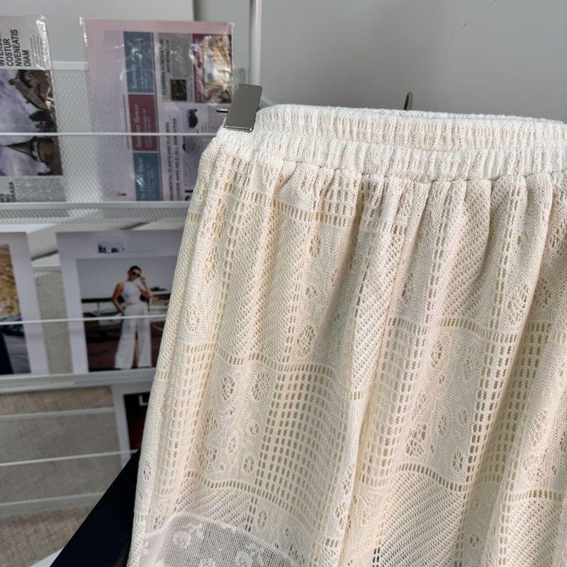 Summer Loose Pants Vintage White Pants Women High Waist Sweet Embroidery Flower Pants Lace Korean Y2k Aesthetic Casual Trousers