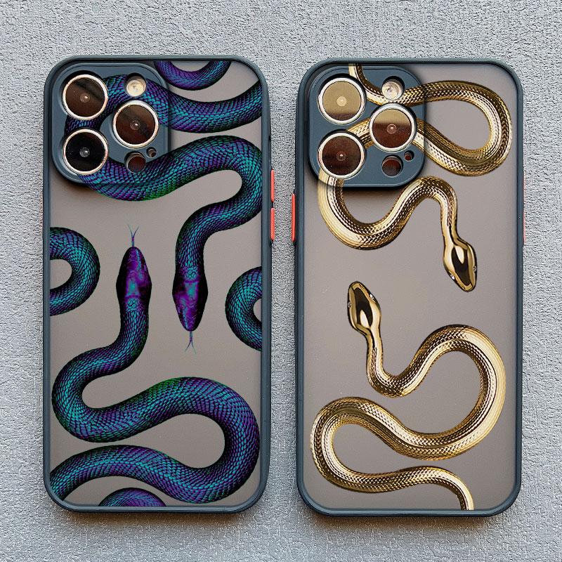 Luxurious Black Gold Snake Phone Case for IPhone 17 16 Plus 15 14 13 12 11 Pro Max Mini X XR Unique Dragon Shockproof Back Cover