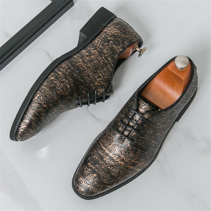 

Мода Роскошный Дизайнер Новый Мужской Остроносый На Шнуровке Свадебные Оксфорды Мужская Обувь с Принтом Лоферы Формальная Обувь Zapatos Hombre 38