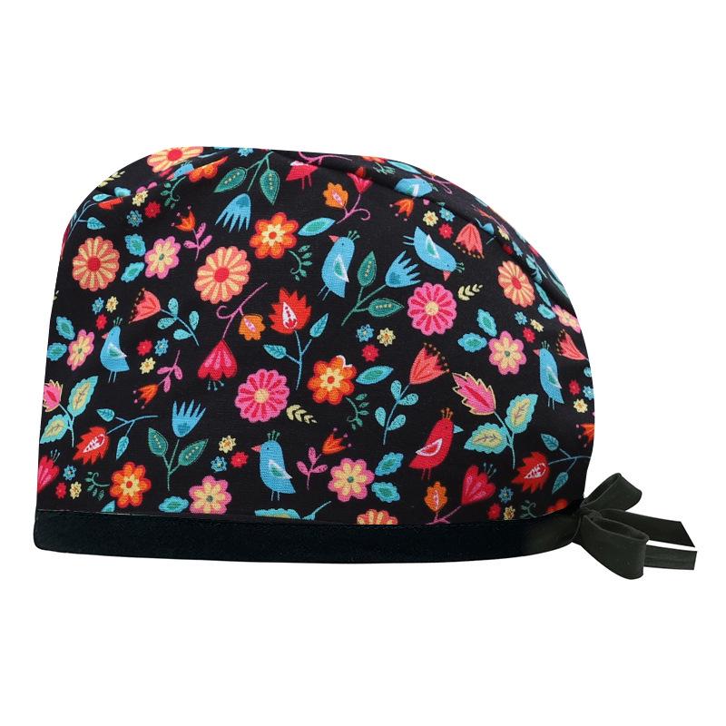 Adjustable Cotton Surgical Cap with Cartoon Print for Women and Men