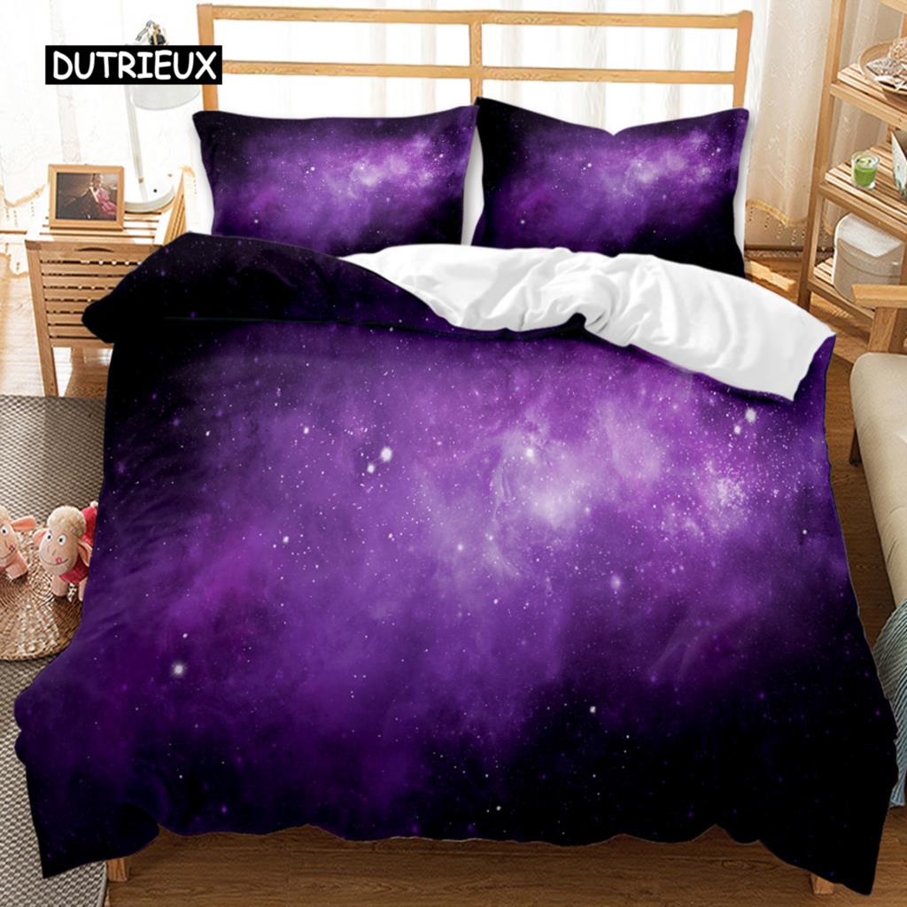 Sternenhimmel Bettbezug Staubige Gaswolke Nebel und Sternhaufen im Weltraum Polyester Bettwäscheset Doppel Queen King Size