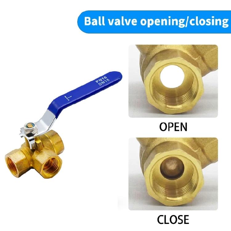Multi Purpose Brass Three Way Ball Valves Full Port Brass T Type Ball Valves Quick Installation for Water Gas Oil Systems