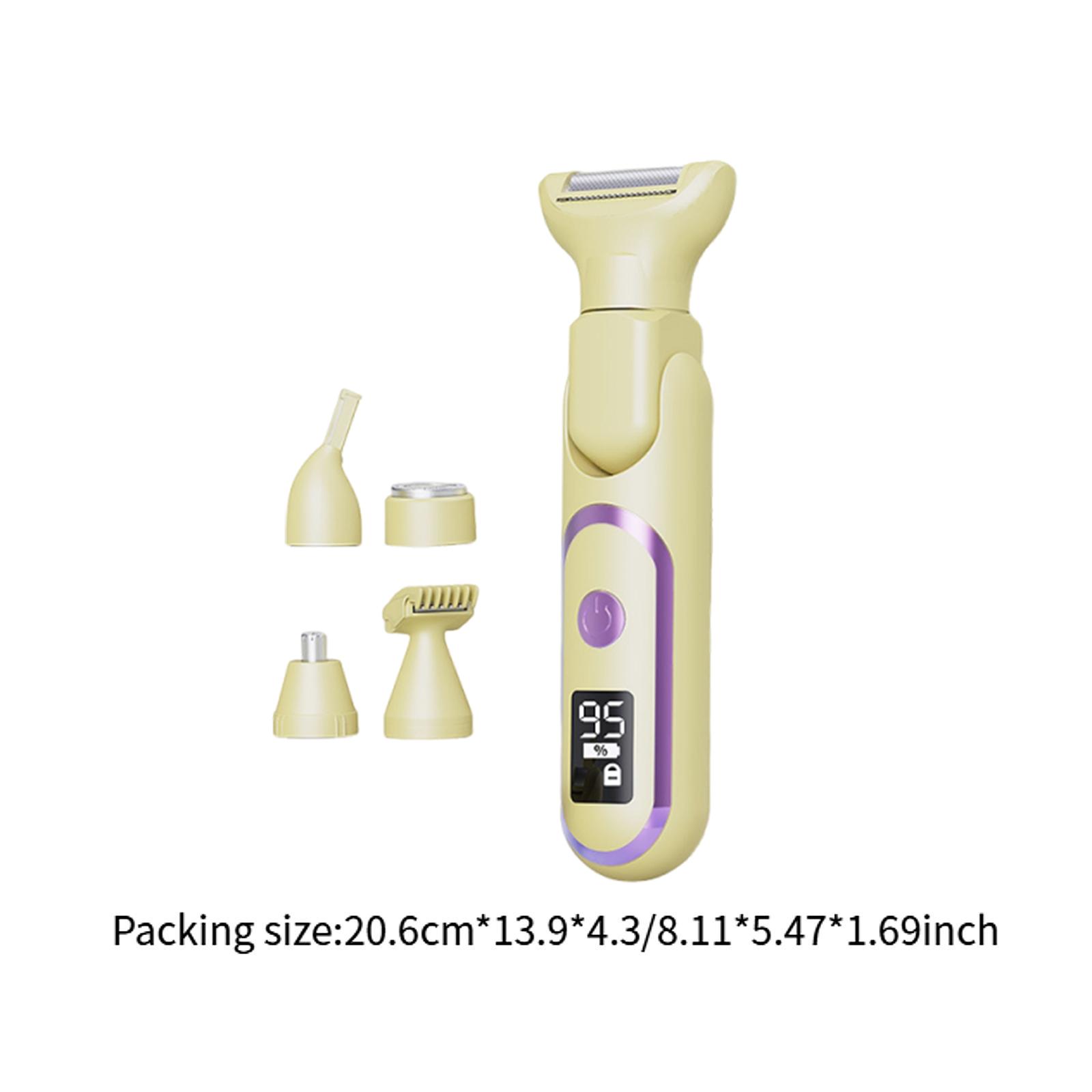 

Lady Shaver Cordless No Hair Jam Fast Cutting Easy Cleaning 5 in 1 Design Low Noise for Nose Long and Short Hair Arm Bikini Body бежевий