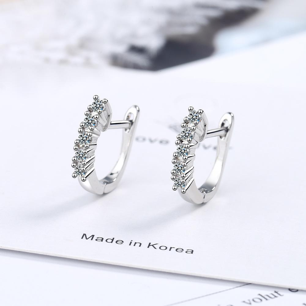 Korean Simple Diamond Stud Ear Cuff Hoops Fashion Minimalist Earrings for Women