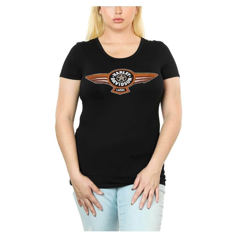 Harley-Davidson Women's Air America Embellished Crew Neck Short Sleeve T-Shirt