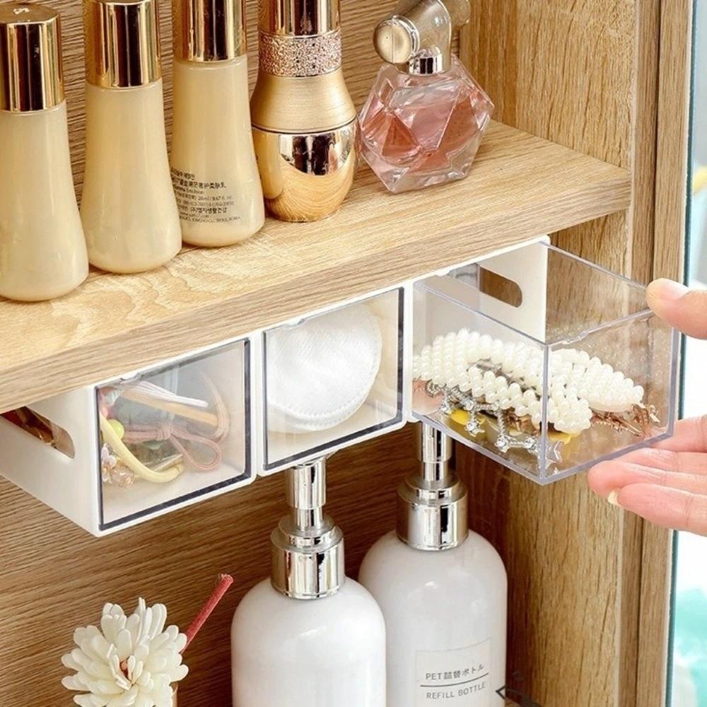 No-drill Storage Box Space Saving Makeup Organizer Durable Hair Ties Clips Holder Bathroom