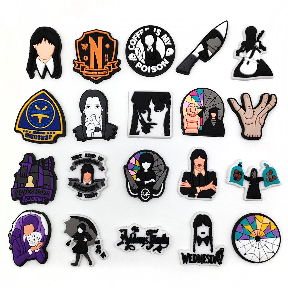 Black & White Halloween Punk Metal Rock Croc Shoe Charms