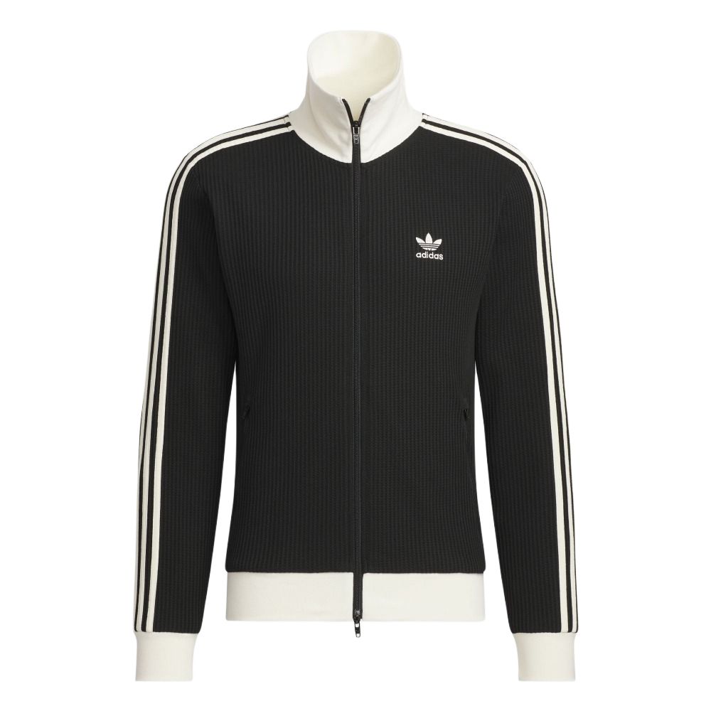 Adidas Originals Waffle Striped Retro Sports Stand Collar Jacket Unisex Black JW0110 XS
