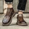 Fashion 2024 Trend Leather Mens Shoes High Quality Ankle Boots Fashion Luxury Designers Lace-up Comfortable Outdoor Non-Slip Work Boots