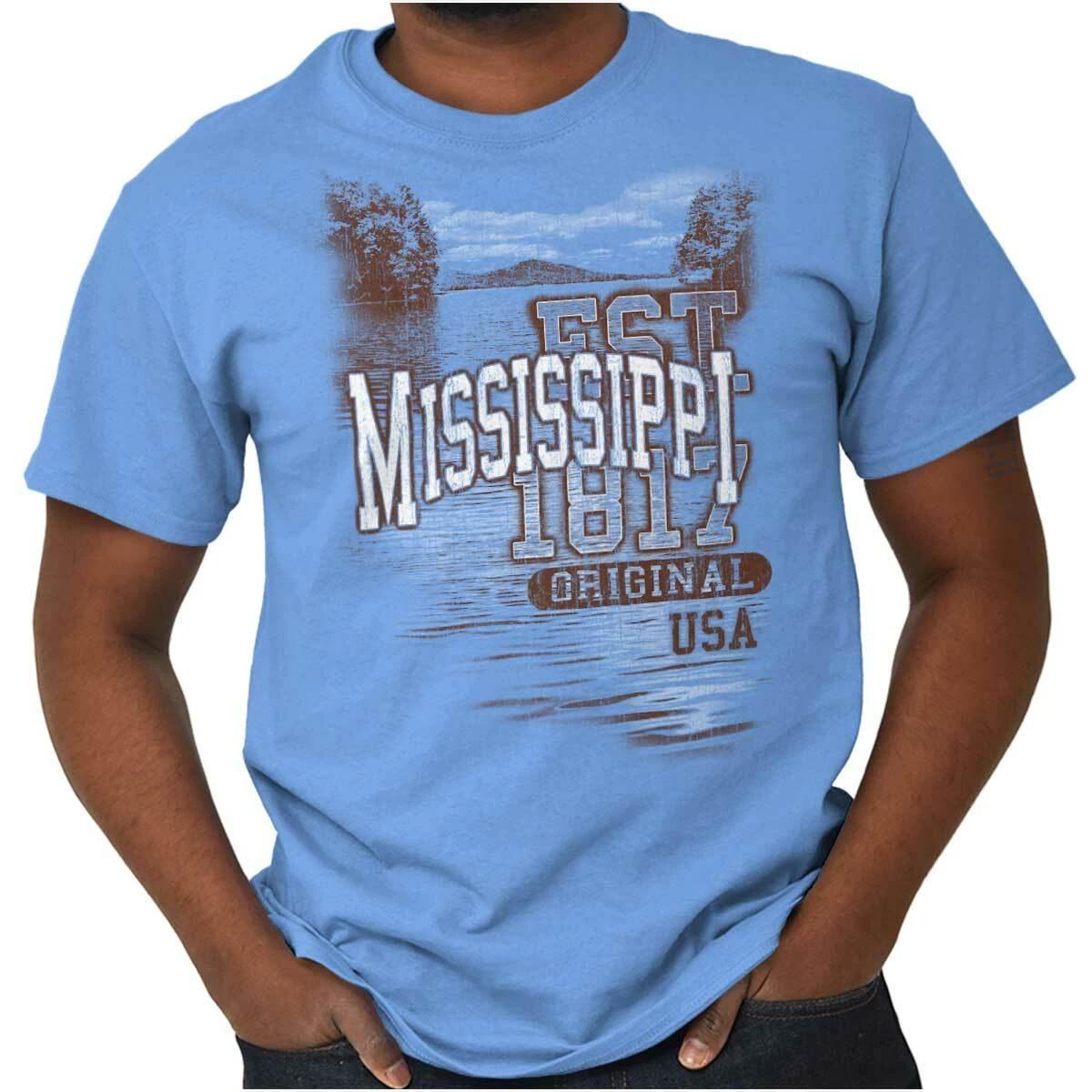 Mississippi Magnolia State Camping Souvenir Adult Short Sleeve Crewneck Tee XS