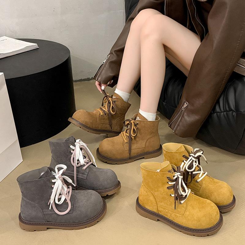 Women's Thick Sole Heightening Thin Fall and Winter Lightweight Outdoor Hiking Non-slip Cushioning Fashion Versatile Sports and Leisure Martin Boots