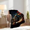 1pc Motorcycle,Flame,Artwork Digital Print Flannel Blanket - Contemporary Style, Suitable for All Seasons, Perfect for Home, Travel, or Camp