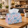 1pc Shabby Chic Floral Ribbon Tissue Holder | Versatile Napkin Holder, Ideal for Home, Events, Car Decor In Soft Pink And Blue - Stylish Tissue Box Fo