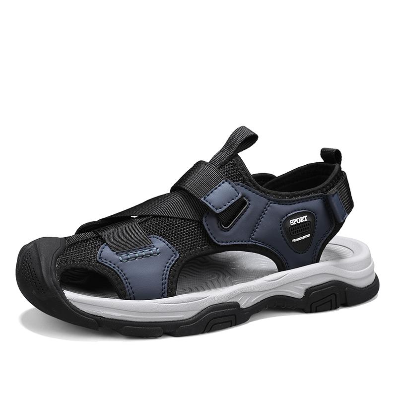 ModeÄkta Läder Herrsandaler Snabbtorkande Herr Sommarskor Mode Casual Utomhus Strand Flats Andningsbara Mångsidiga Vadningsskor Aqua Skor