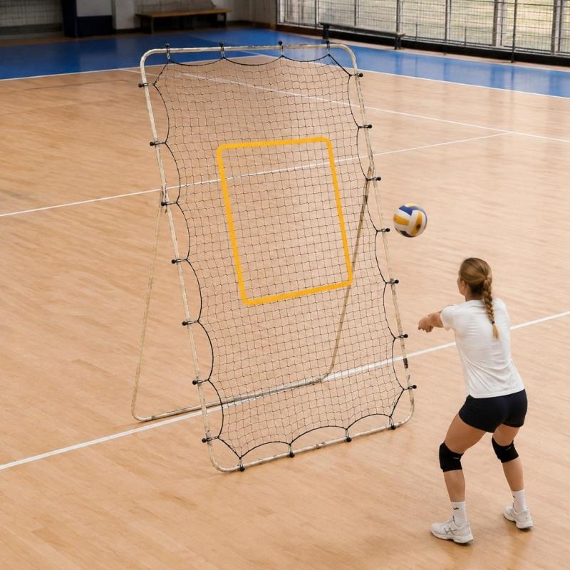 Rebounder Net for Ball Return Practice with a Clear Aiming Area, Polyester Construction and Edge Connection Points for School and Team Training