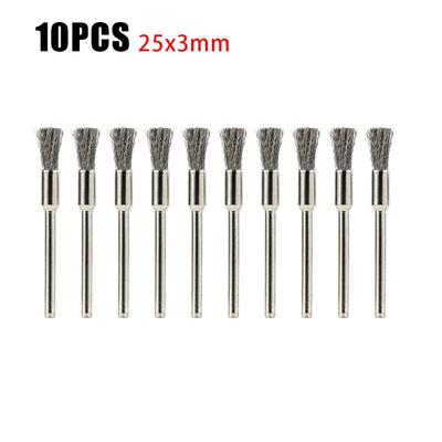10PCS 5*3mm Stainless Steel Wire Brush Mold Grinder Handle Electric Rotary Drill