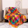 Soft Polyester Colorful Geometric Fleece Blanket Double Layer Machine Washable All-Season Comfort Ideal for Naps & Relaxation