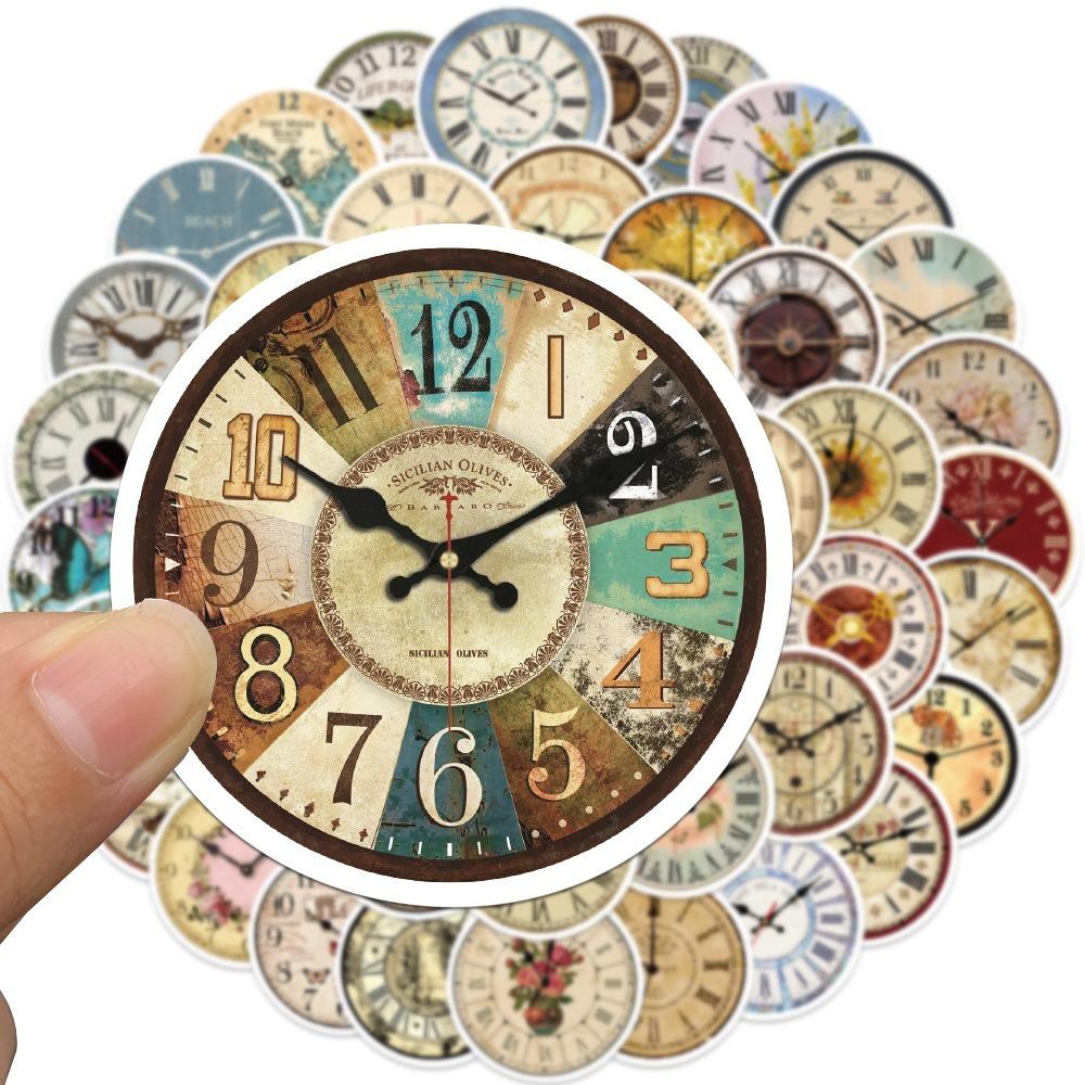 100PCS Multicolored Stickers PVC Vintage Stickers Steampunk Clock Decorative Stickers  DIY
