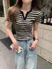 Spicy Girl Striped Color Block Short Sleeve T-shirt, Summer 2026 Women's Slimming Versatile Top
