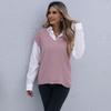 Korean Style Women's V-neck Cable Knit Pullover Vest - Early Autumn 2026 Collection