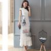 Improved Cheongsam Women's Retro Chinese Landscape Painting Style Long Dress