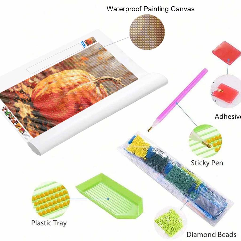 5D Diamond Painting Kit Autumn Pumpkin Full Drill Canvas Art DIY Rhinestone Craft for Modern Wall Decor