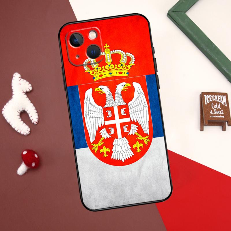 Cool pouzdro s vlajkou Srbska pro iPhone 13 12 11 14 15 Pro Max 7 8 Plus X XR XS Max 12 Mini SE 2020 2022 Kryt Coque