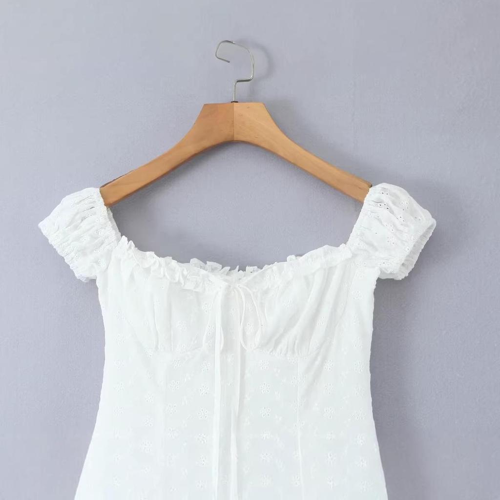 French Chic White Lace Camisole Dress: Summer Waist-Cinching Sexy Short Skirt for Women