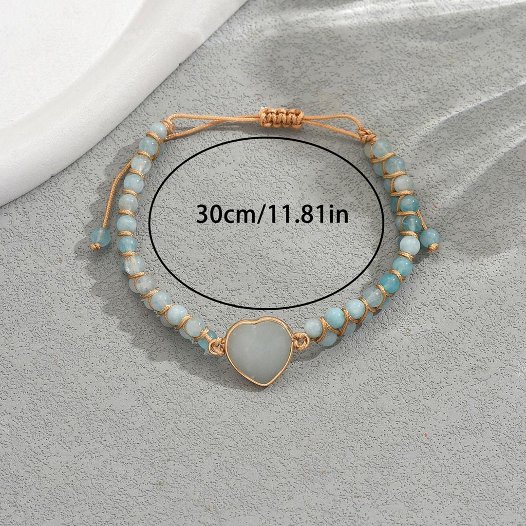 Retro Style Women's Bracelet Pure Hand-woven Love Design Natural Stone Bracelet Versatile Jewelry