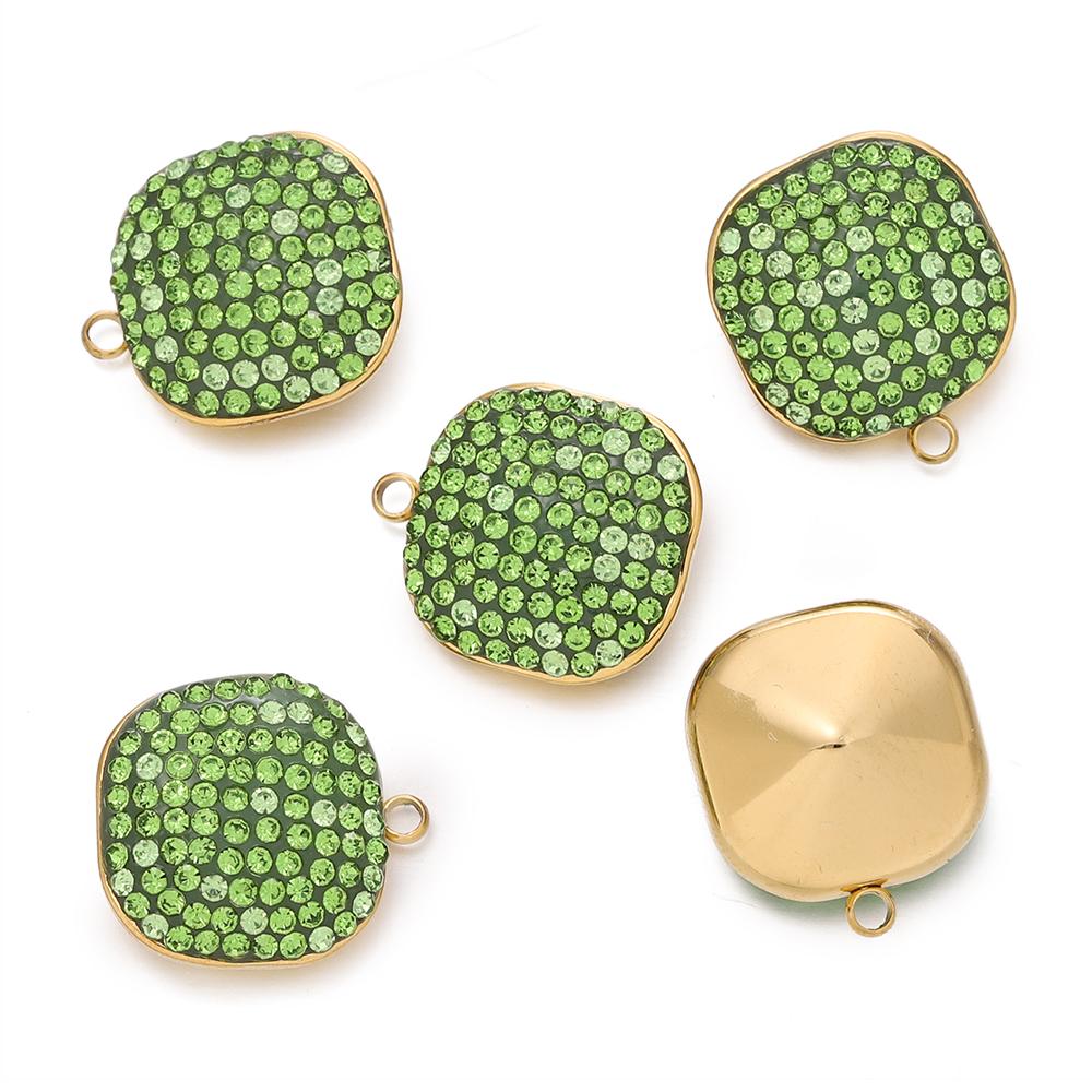 1pcs Stainless Steel Square Shape Charms Pendants with Rhinestone for DIY Bracelet Necklace Jewelry Making Supplies
