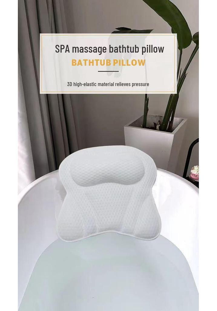 Machine Washable 4D Mesh Bathtub Pillow with Suction Cups