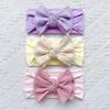 New 3pcs Baby Soft Nylon Set, Children's Candy-colored Bow Wide Headscarf, Baby Headband.