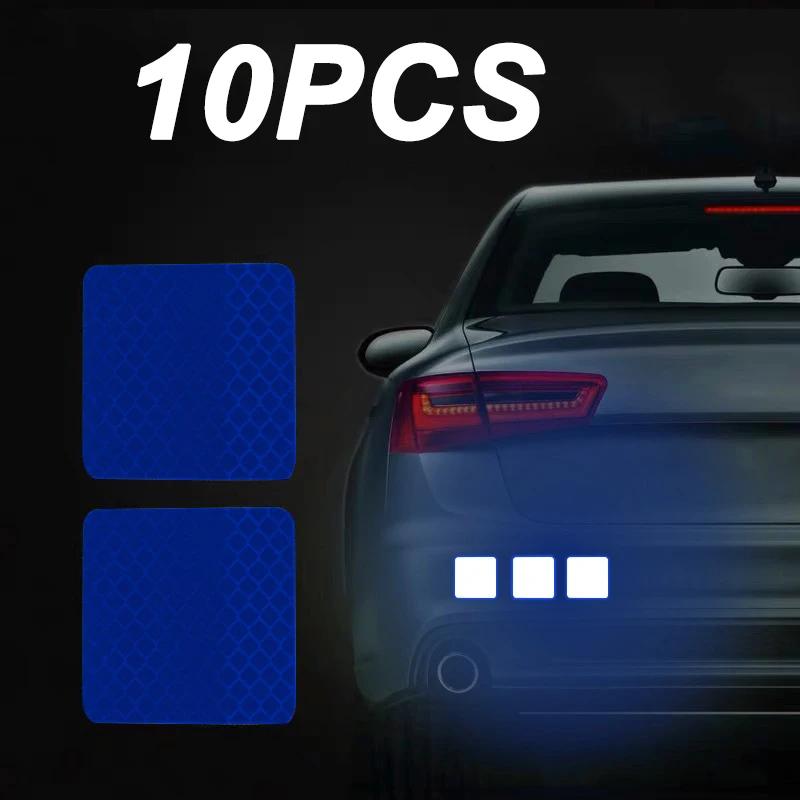 10Pcs Colorful Car Bumper Reflective Stickers Secure Reflective Warning Strip Tape Sticker Decals New Arrival Auto Styling Decal
