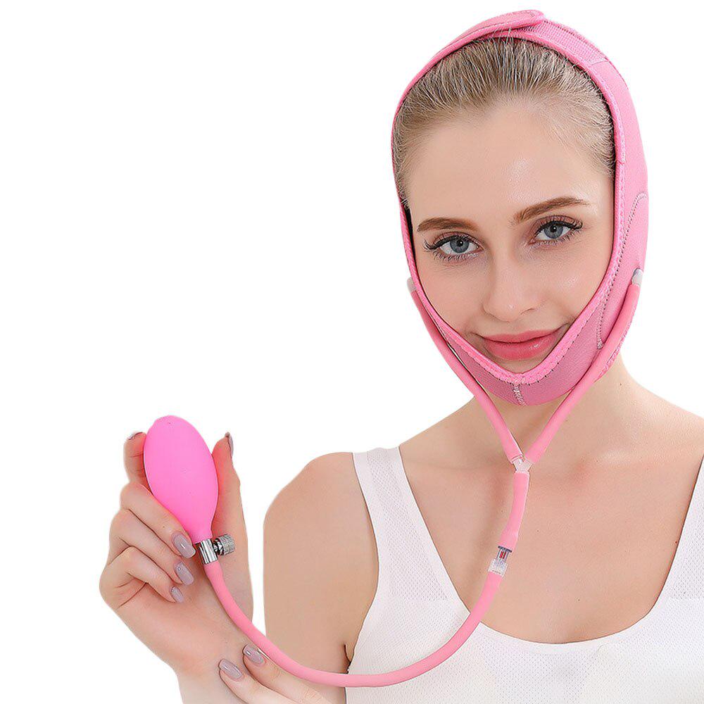 Пояс Air Press Lift Up Маска для подтяжки лица Массажер V-образный пояс для похудения щек и подбородка Формирователь лица розовый