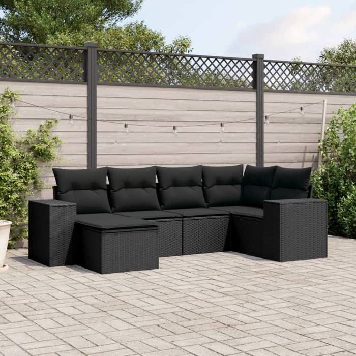 VidaXL Garden Lounge Set with Cushions 6 Pcs, Patio Sofas, Patio Furniture Set, Outdoor Furniture, Black 3222854