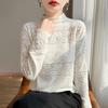 Women's Chic High-Neck Lace Trim Jacquard Knit Sweater
