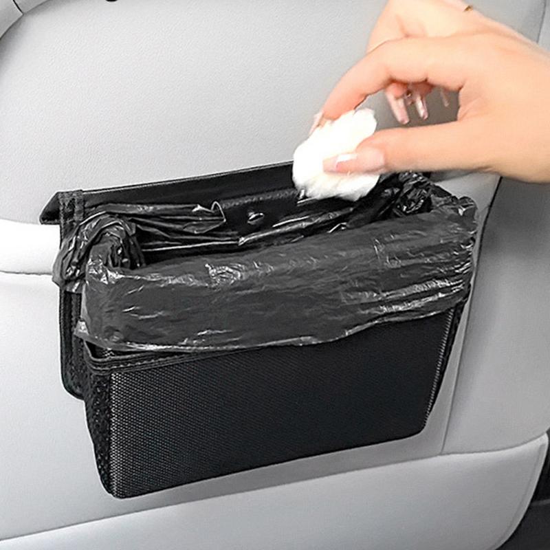 Garbage Can For Car Magnetic Lid Car Garbage Bins Backseat Trash Can Car Storage Organizer Leak-Proof Car Seat Back Storage Bag