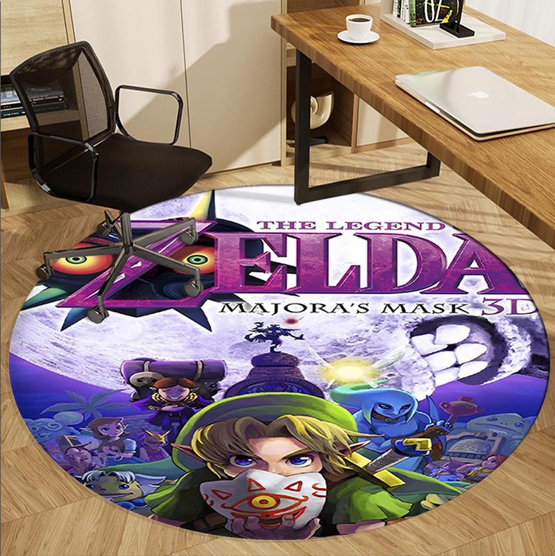 The Legend of Zelda Pattern Round Rug, Indoor/Outdoor Mat, for Picnic, Gameroom, Bedroom, Office, Living Room, Home Decor Carpet, Birthday Gift