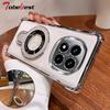 Shockproof Plating Magnetic Bracket Magsafe Case For Xiaomi POCO X7 Pro Redmi Turbo 4 5G Silicone Cover