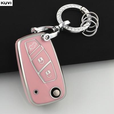 Fashion Tpu Car Flip Key Case Cover For Fiat 500 Panda Stilo Ducato Punto Doblo Bravo 3 Buttons Protected Holder Bag Accessories