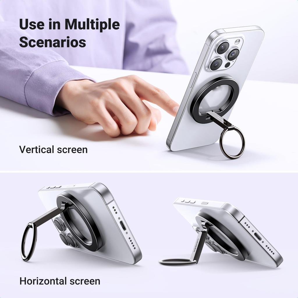 UGREEN LP705 25355 Magnetischer Handy-Rückseiten-Ständer Griffringhalter Drehbar Tragbare Schreibtischhalterung