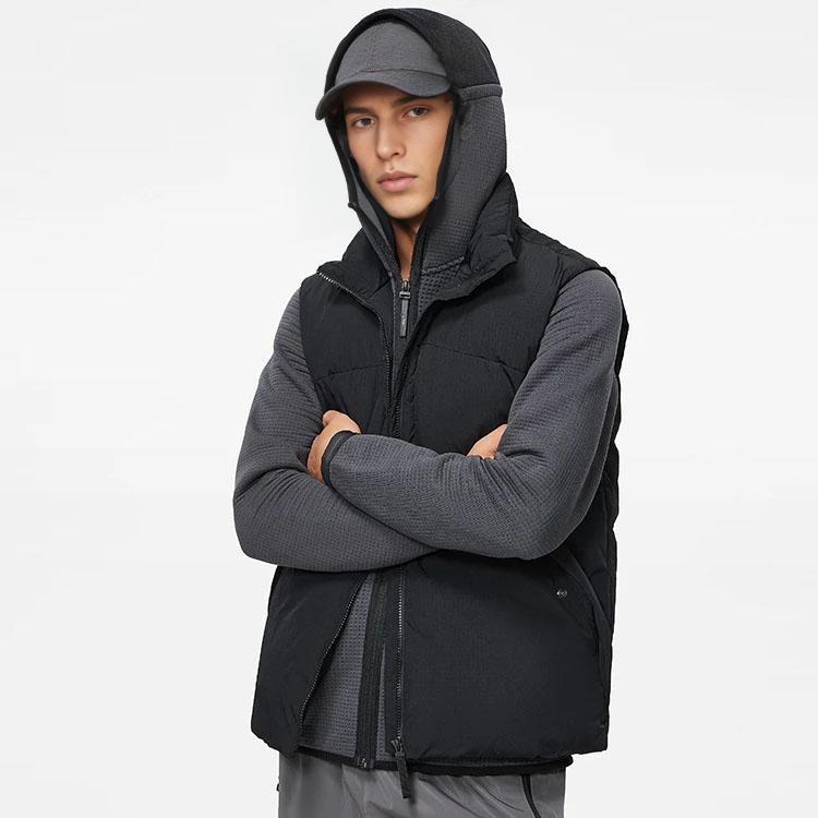 Li Ning Fitness Series FW23 Solid Color Stand Collar Windproof Down Vest Men Vests Black AMRT011-1