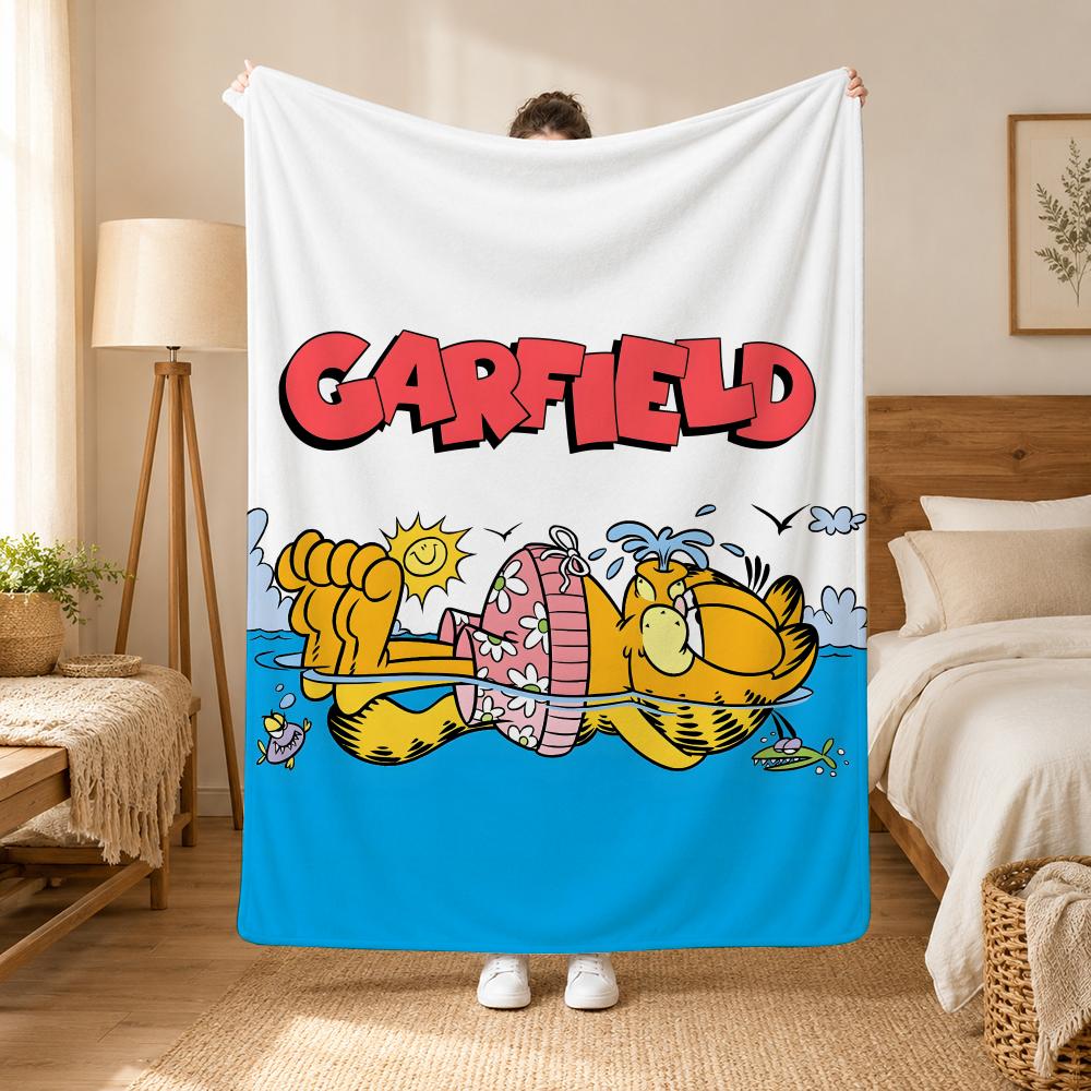 A fat yellow cat cute Garfiel Throw 240g flannel blanket, suitable for sofas, beds, offices,  exquisite gift blankets