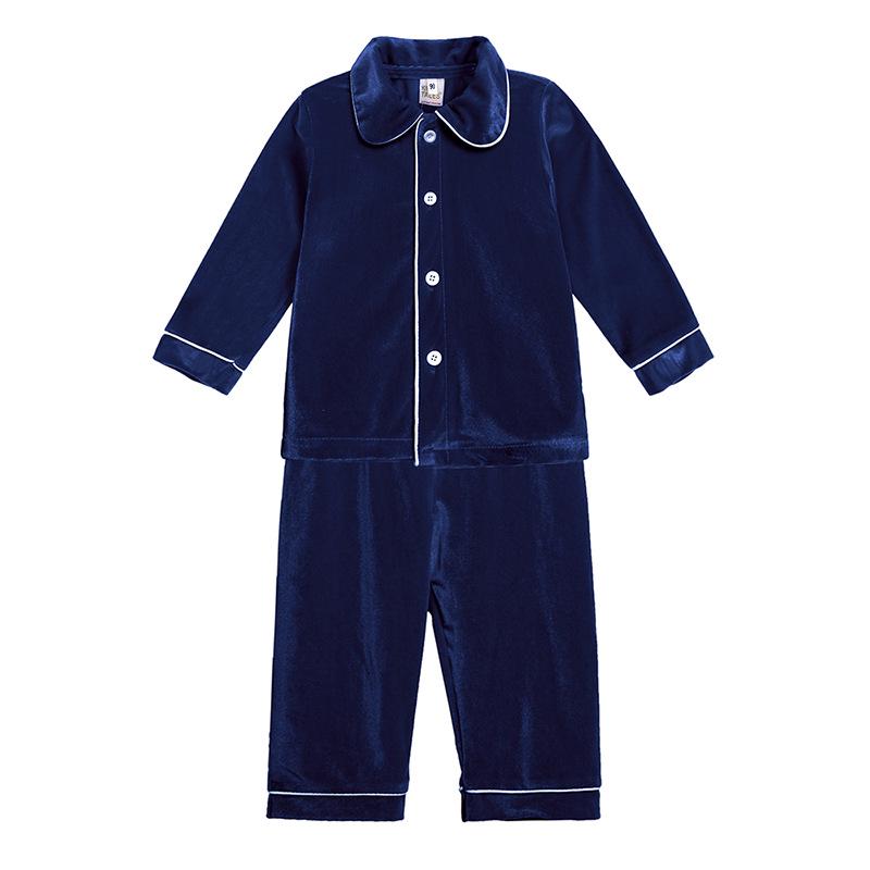 Children's Gold Velvet Pajamas - Autumn/Winter Homewear for Boys and Girls