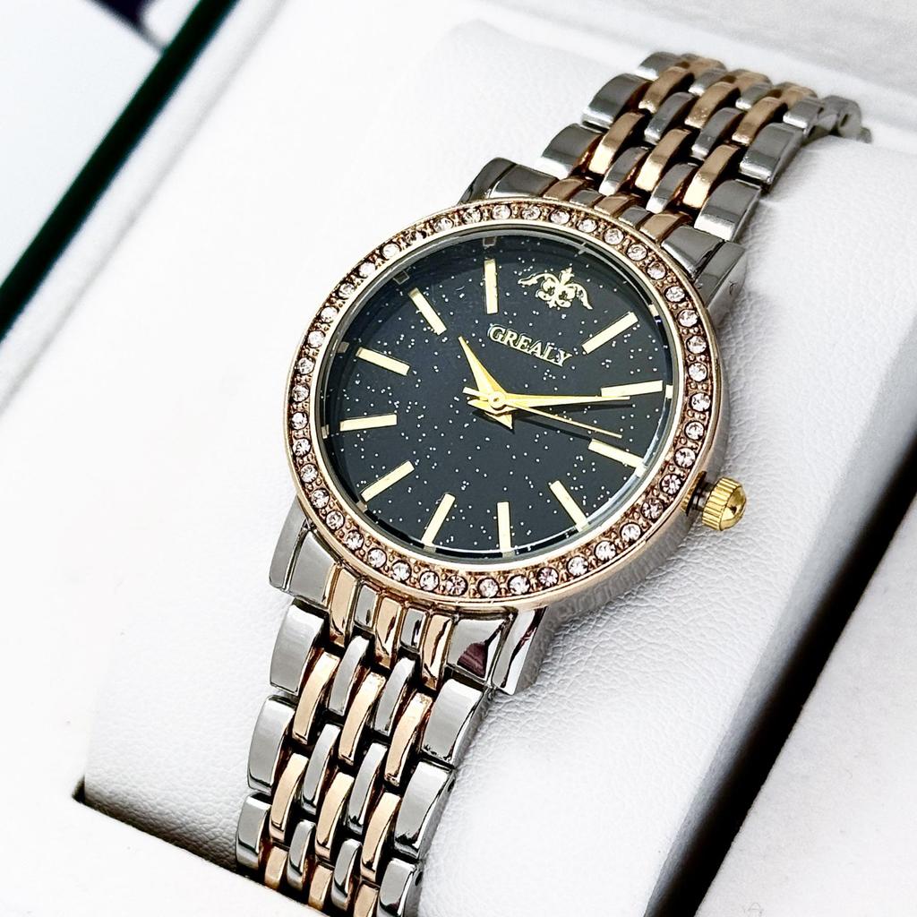 GREALY Elegant Ladies' Diamond-Set Quartz Bracelet Watch